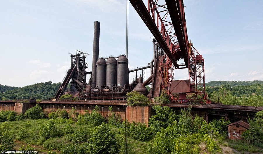 Decaying: The Carries Furnace are among dozens of abandoned buildings documented by Philadelphia photographer Matthew Christopher