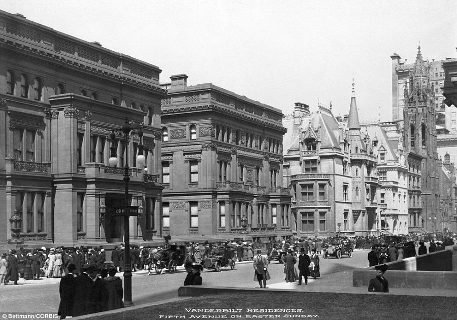 Blast from the past: 1900-New York, New York- Picture shows Fifth Avenue & 51st street, on Easter Sunday, and the row of Vanderbilt Mansions