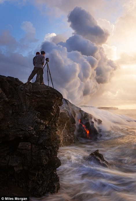 Bruce Omori from Extreme Exposure Photography and Photographer Ryan Dyar stand perched on the edge of a delta