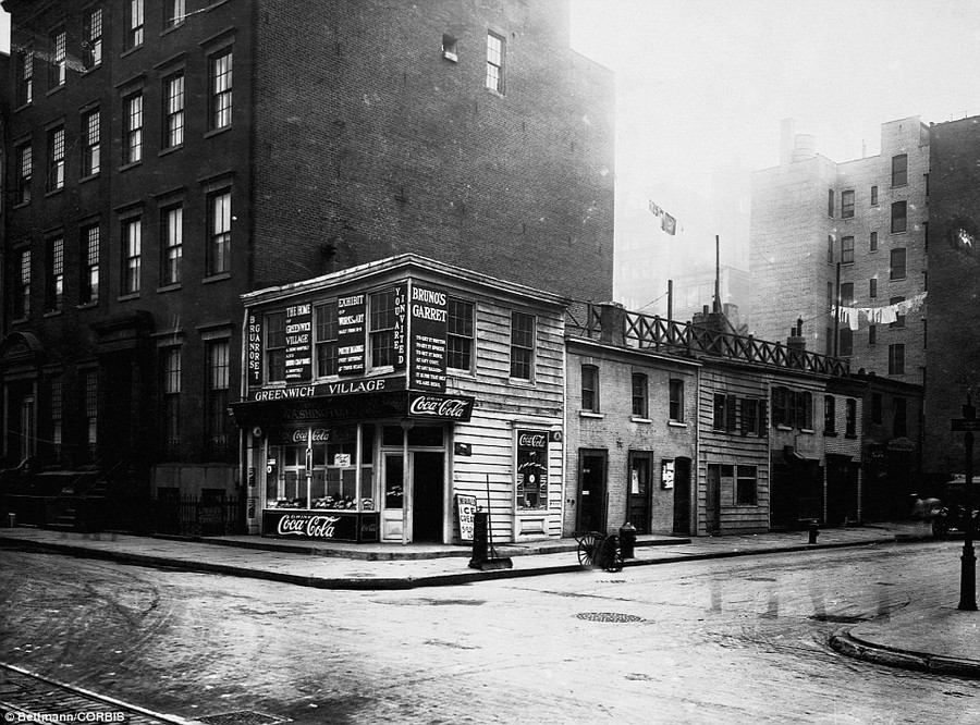 An old block from the late 19th century remains in Washington Square South in Greenwich Village, and is surrounded by newer brick apartments