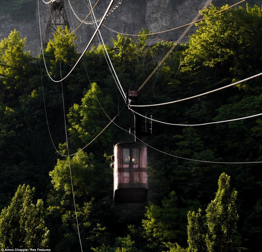 The unique transport system was installed in an effort to conquer the town's extreme geography. A cable car now runs to almost every corner of the mining town