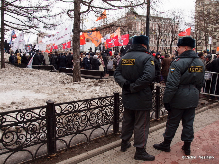 Митинг в поддержку политзаключенных в Новопушкинском сквере 6 апреля. Москва. ©Vadim Preslitsky