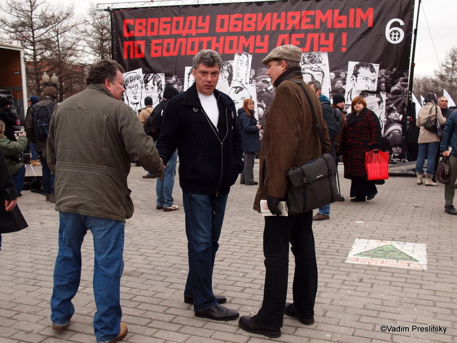 Митинг в поддержку политзаключенных в Новопушкинском сквере 6 апреля. Москва. ©Vadim Preslitsky