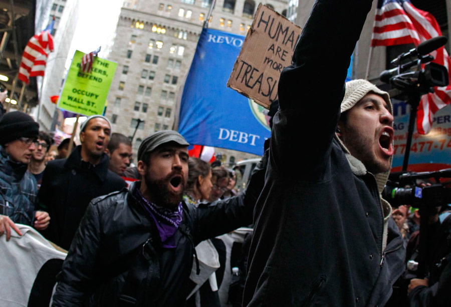 Демонстранты Occupy Wall Street. © Mike Segar/Reuters