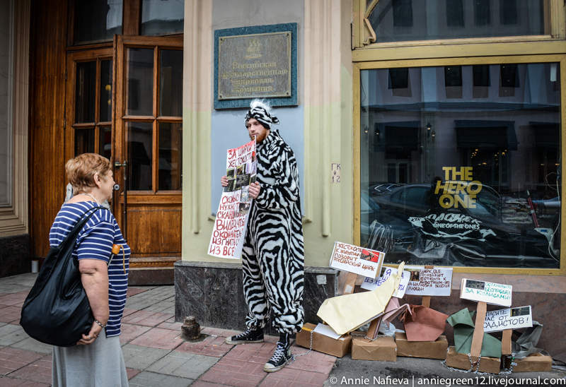 Прохожие активно интересуются содержанием плакатов