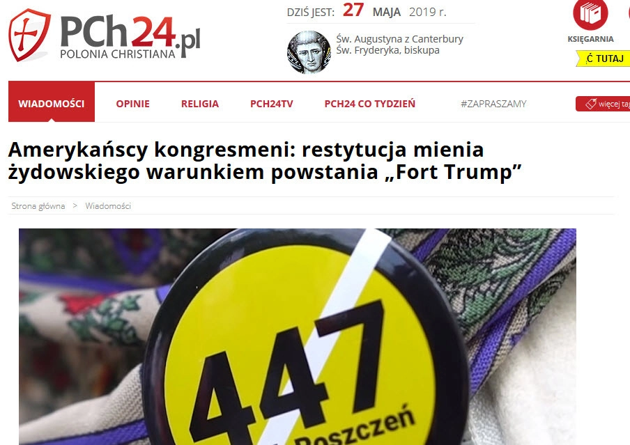 PCh24.pl Американские конгрессмены: реституция еврейского имущества является условием создания "Форт-Трампа"