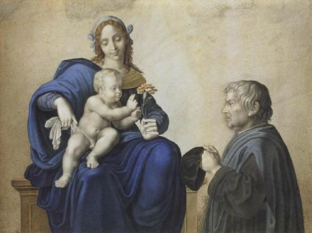 Фридрих Бури. Мадонна с Младенцем и донором (работа 19 века, между прочим, стилизация под Ренессанс)