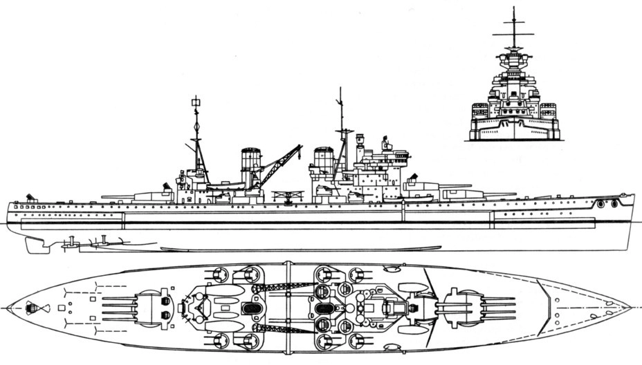 Линейный корабль «Принс оф Уэлс» на момент вступления в строй S. Breyer. Shlachtschiffe und Shlachtkreuzer 1905-1970. Munchen, 1970