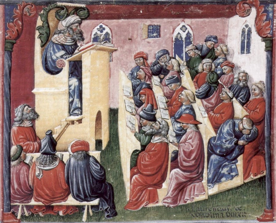 Лекция в Болонском университете, около 1350-1360 гг. 