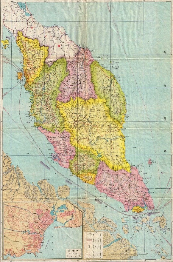 Японская карта Малайи и Сингапура на 1942 год