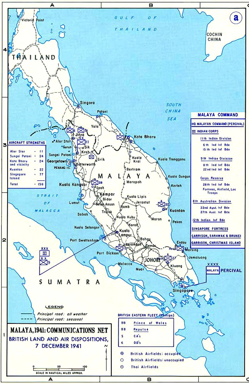 Дислокация британских войск в Малайе к ноябрю 1941 года