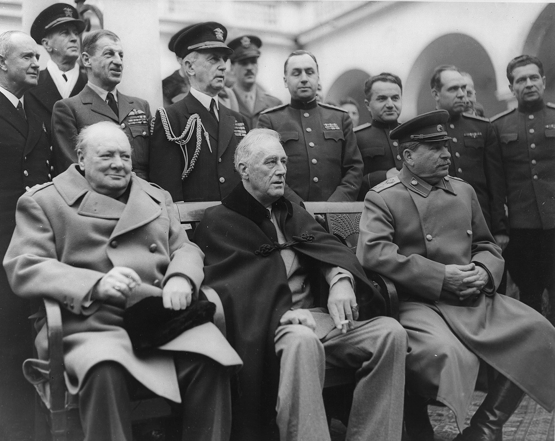 Черчилль, Рузвельт и Сталин в Ялте. Февраль 1945