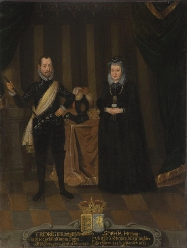 Король Дании Фредерик II и его супруга София Мекленбургская. Национальный музей, Стокгольм.
