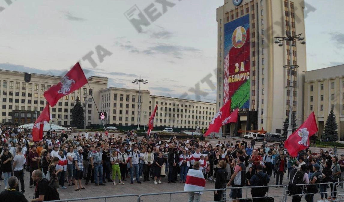 Ситуация на площади Независимости в Минске вечером 24 августа