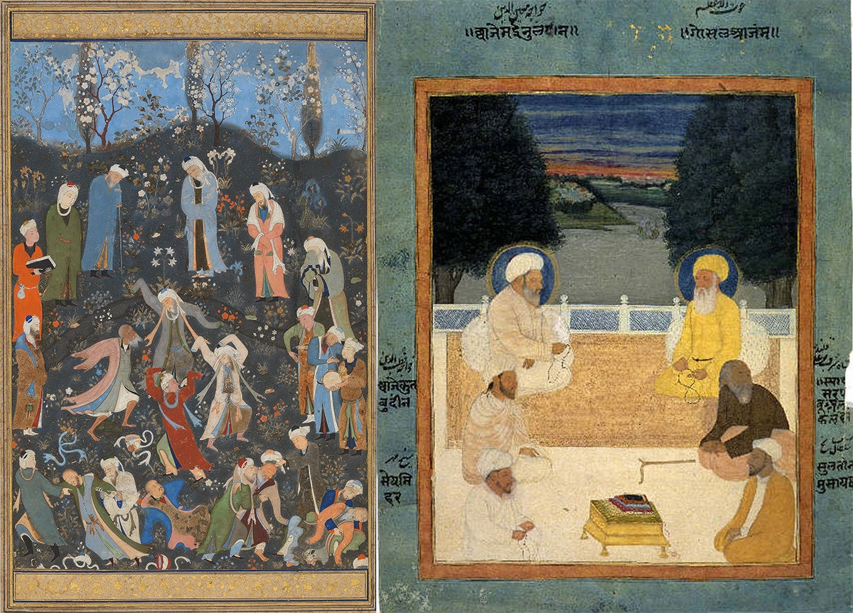 "Танцующие дервиши", (ок. 1480/1490 годы) и "Шесть суфийских мастеров", ок. 1760 года
