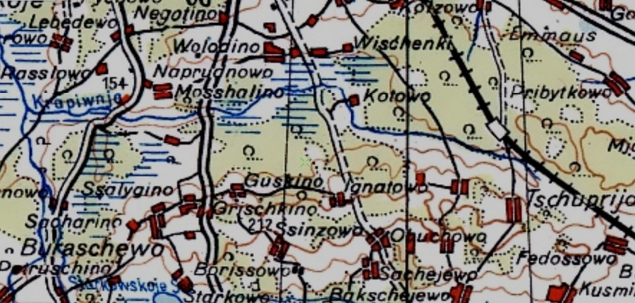 Фрагмент немецкой карты с районом боевых действий