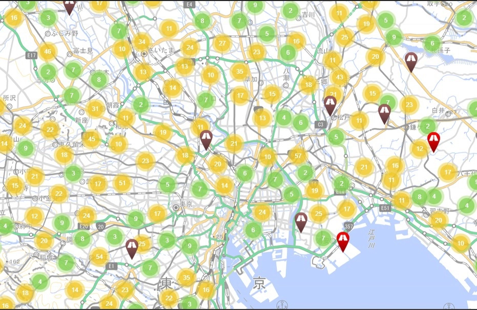 Центр Токио на карте "Дорозоку"