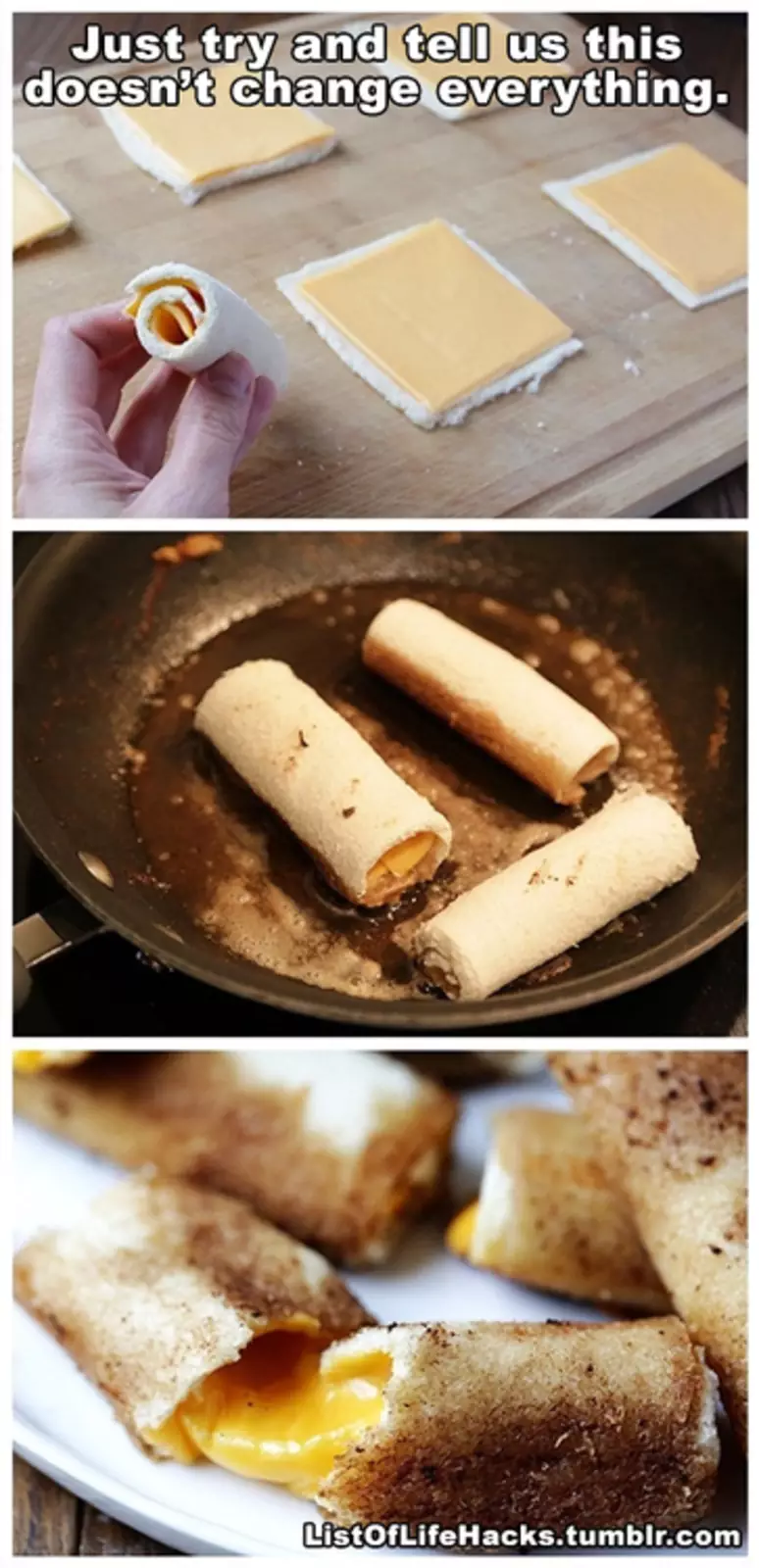 Жареные рулетики их хлеба и ломтика плавленого сыра на завтрак. Жареные рулетики их хлеба и ломтика плавленого сыра на завтрак.