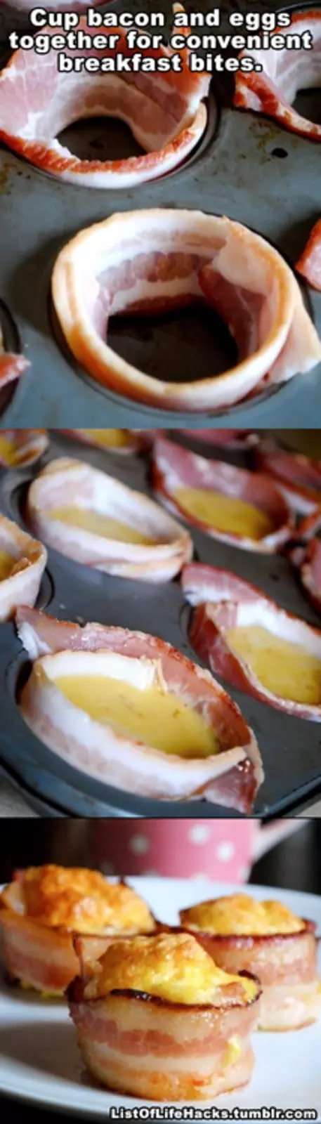 Чашечки из бекона из яиц на завтрак в форме для кексов. Чашечки из бекона из яиц на завтрак в форме для кексов.