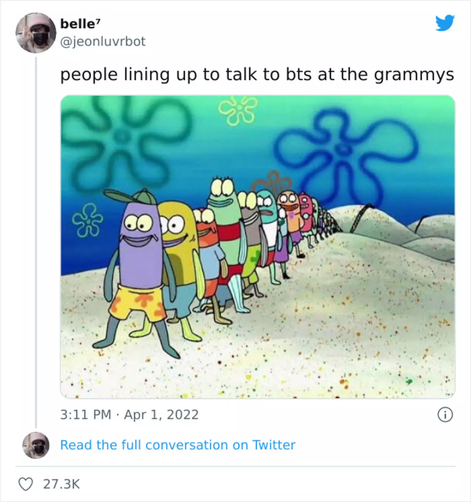 Очередь из людей, желающих пообщаться с BTS на "Грэмми-2022".