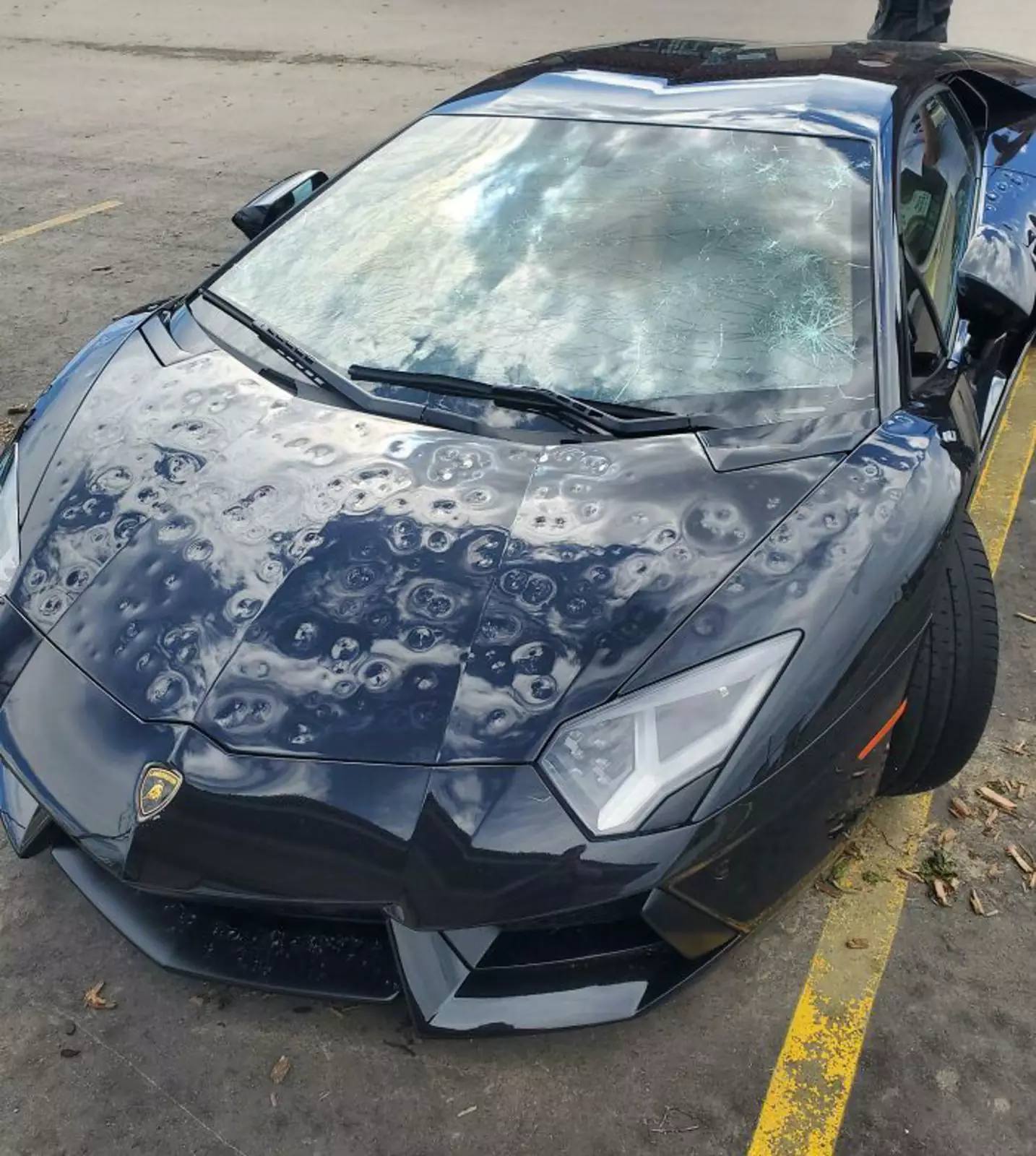 «Эту бедную машину я отбуксировал в Калгари после града и наводнения». «Эту бедную машину я отбуксировал в Калгари после града и наводнения».